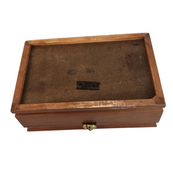 Thill’s Jewel Box Wooden Jewelry Organizer Vintage Brown W/ Pink Lining Storage - Picture 10 of 16
